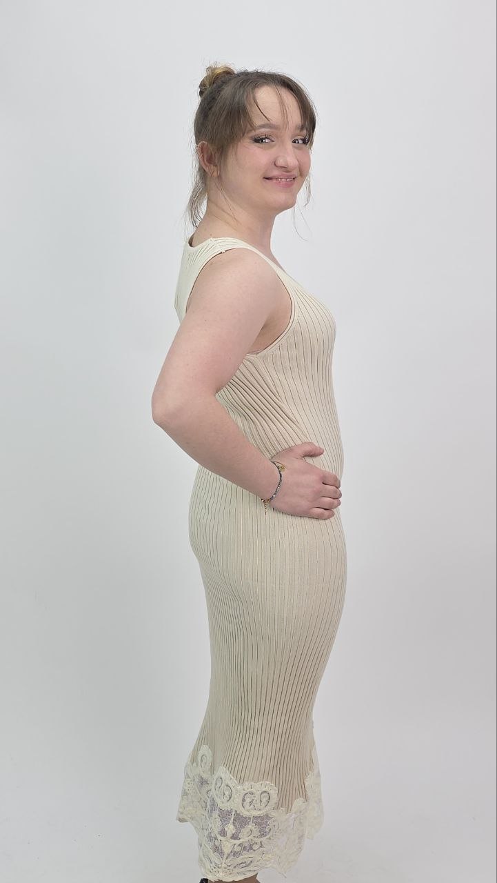 Sukienka Midi Tuba Lace Beige - obrazek 3