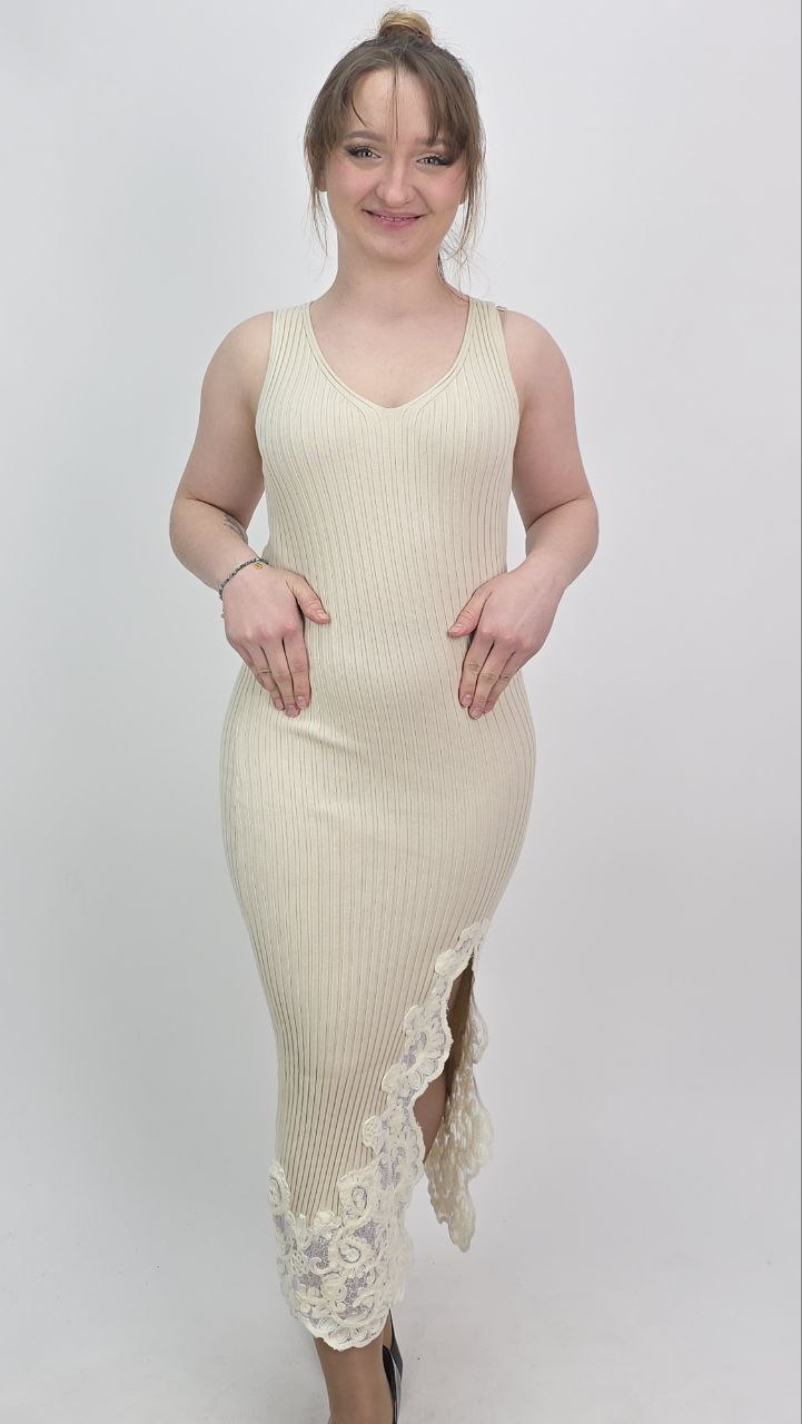 Sukienka Midi Tuba Lace Beige - obrazek 2