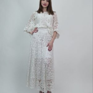 Biały komplet koronkowy damski bawełna boho