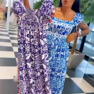 Sukienka wiskozowa dolce wzorzysta fioletowa