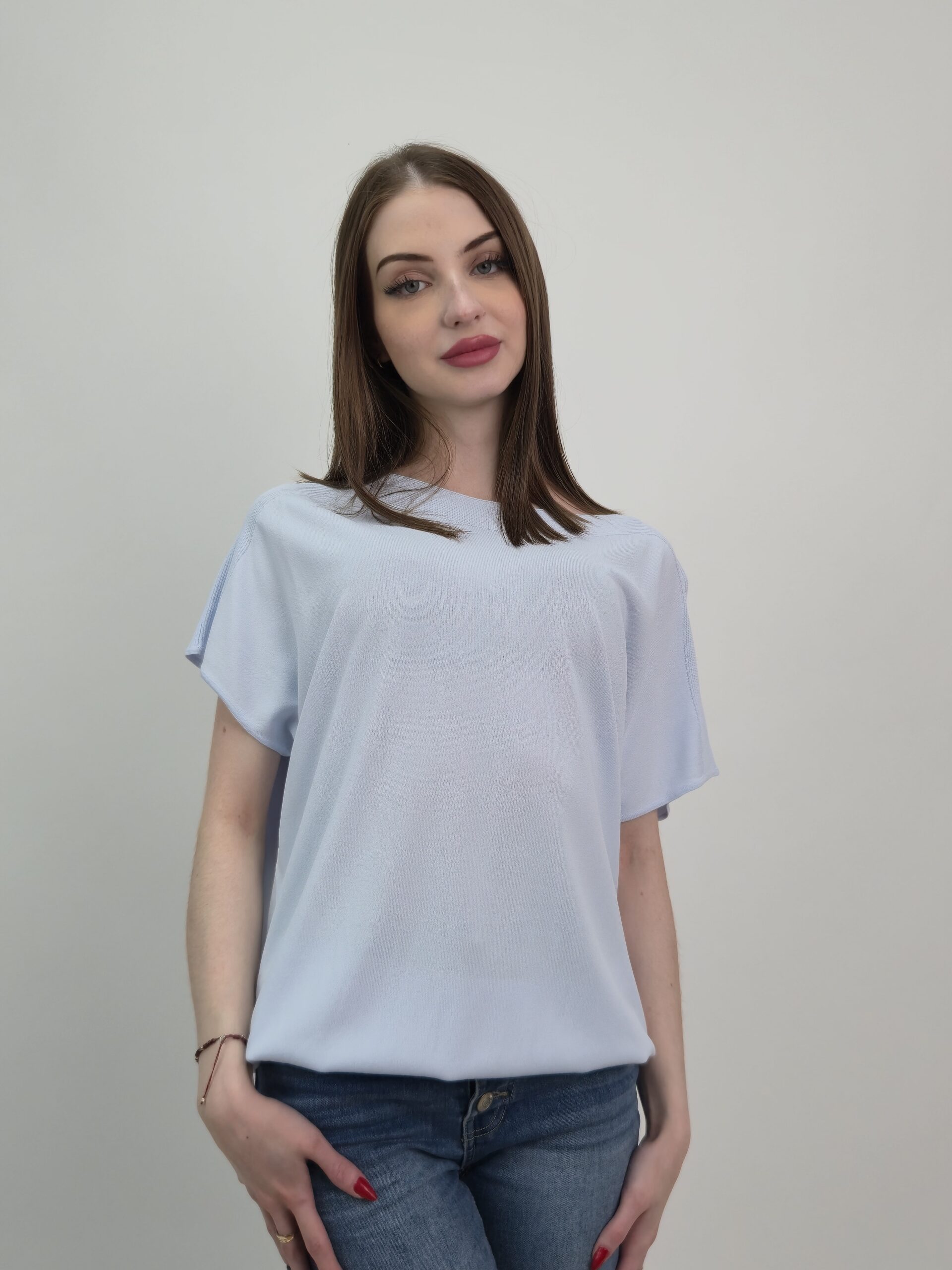 Bluzka damska do biura niebieska elegancka - obrazek 2