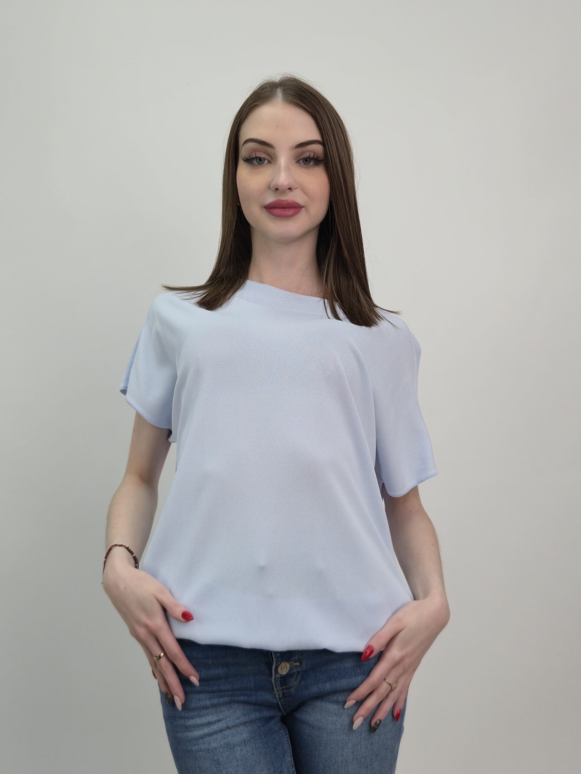 Bluzka damska do biura niebieska elegancka