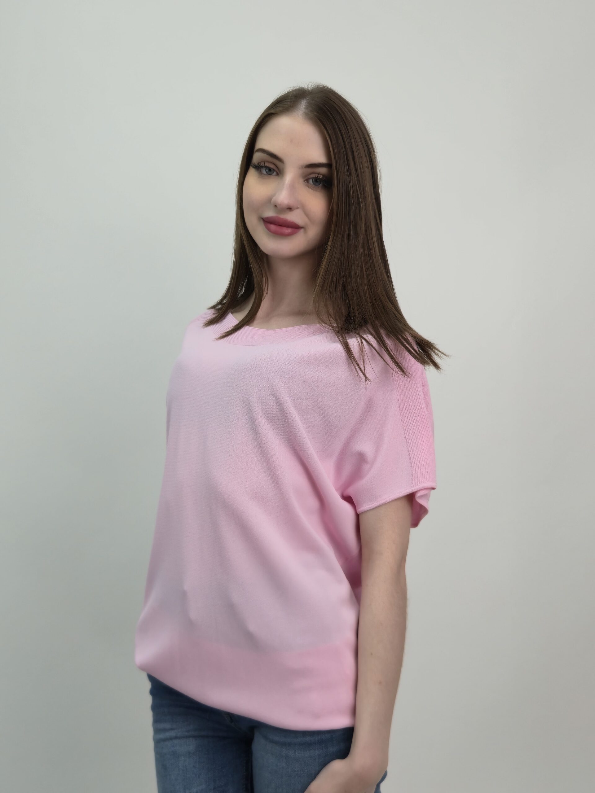 Bluzka damska do biura różowa elegancka - obrazek 2