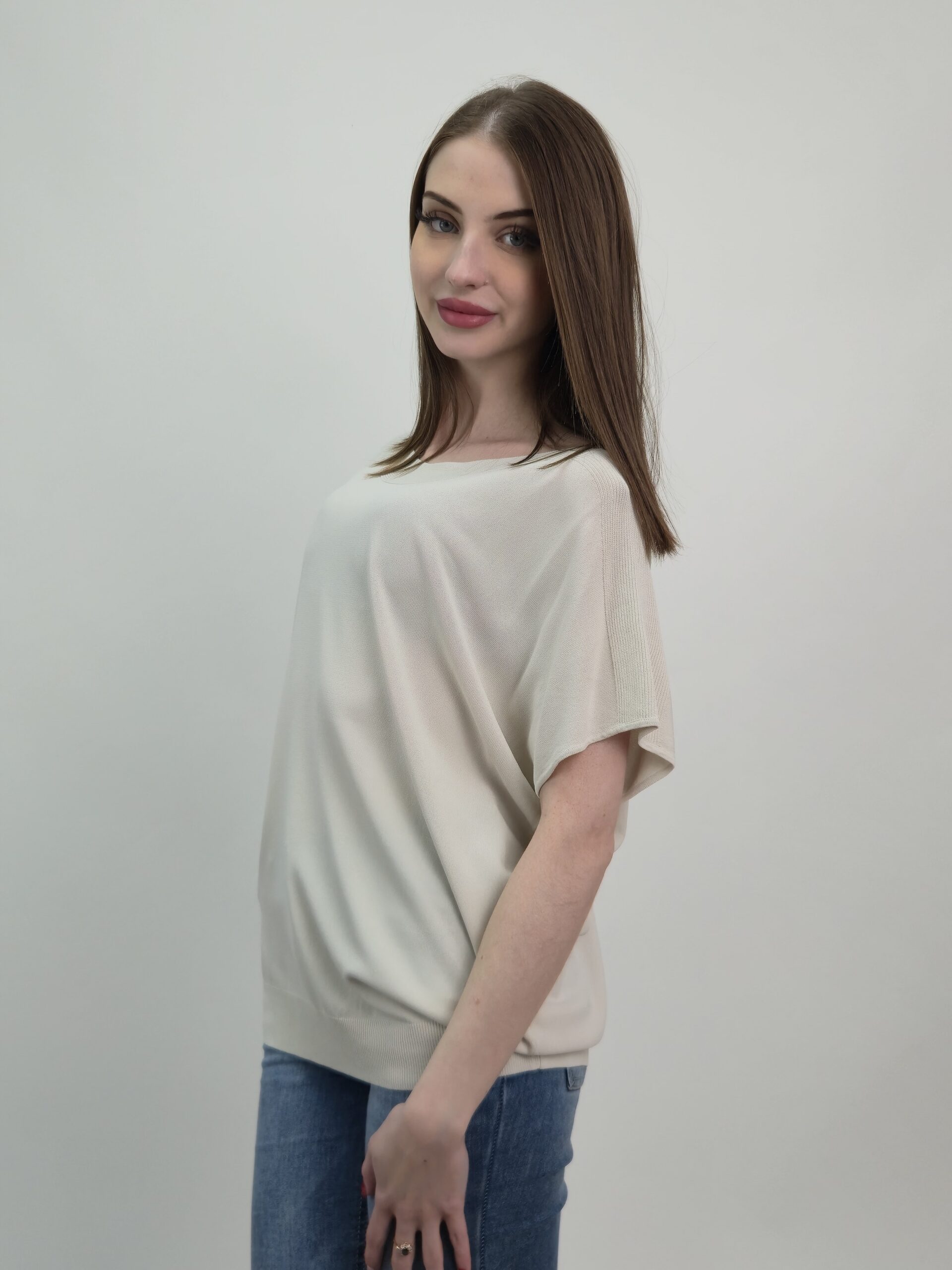 Bluzka damska do biura kremowa elegancka - obrazek 2