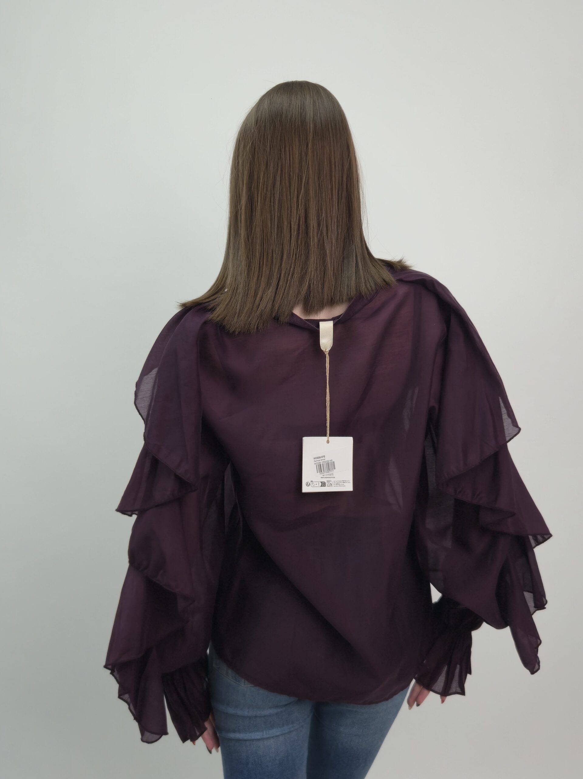 Bluzka z falbanami śliwkowa premium boho - obrazek 2