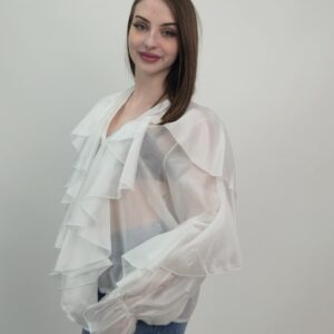Biała bluzka z falbanami premium