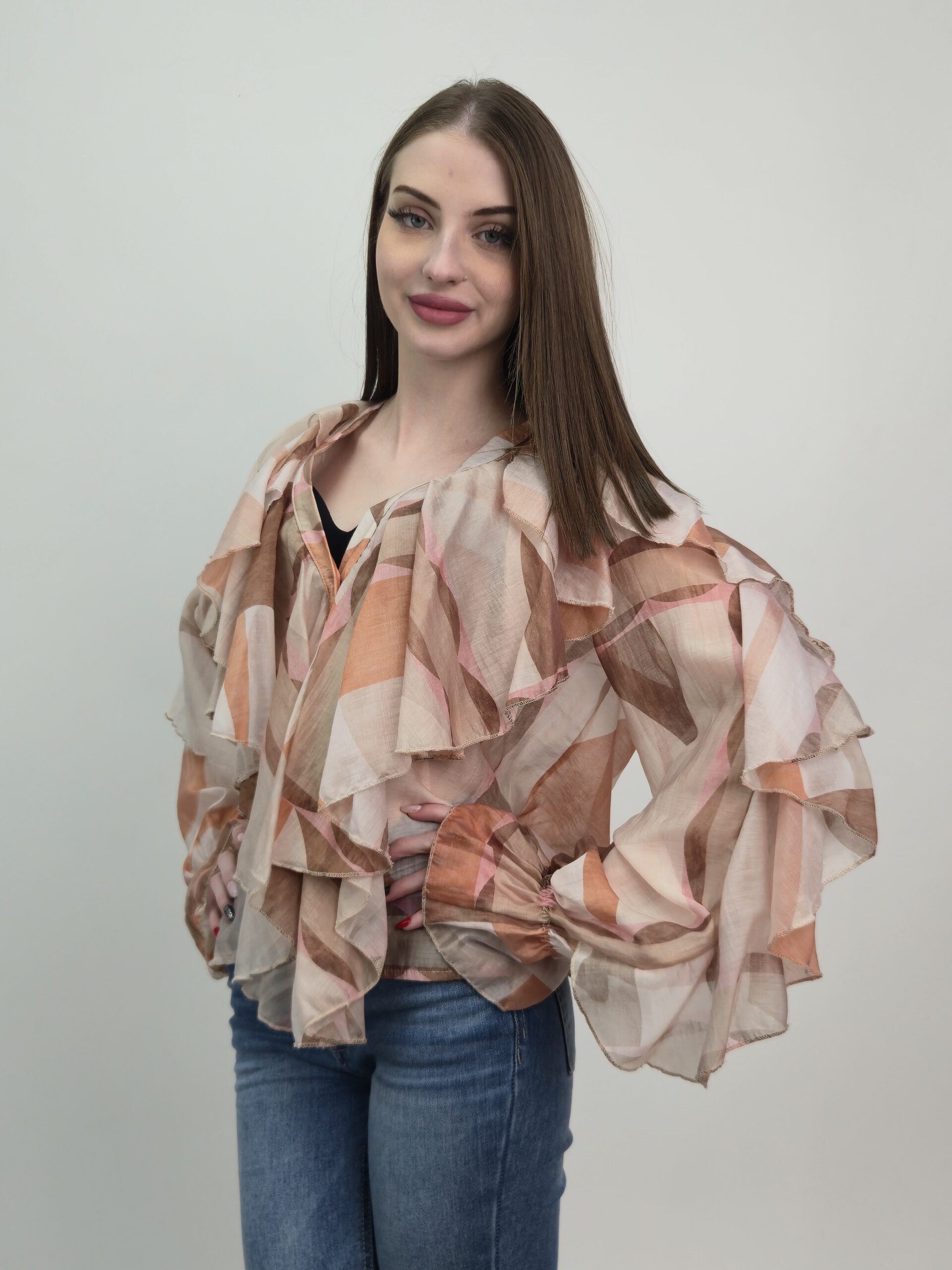 Bluzka z falbanami lyocell boho premium - obrazek 2