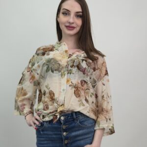Bluzka w kwiaty – jedwab i bawełna