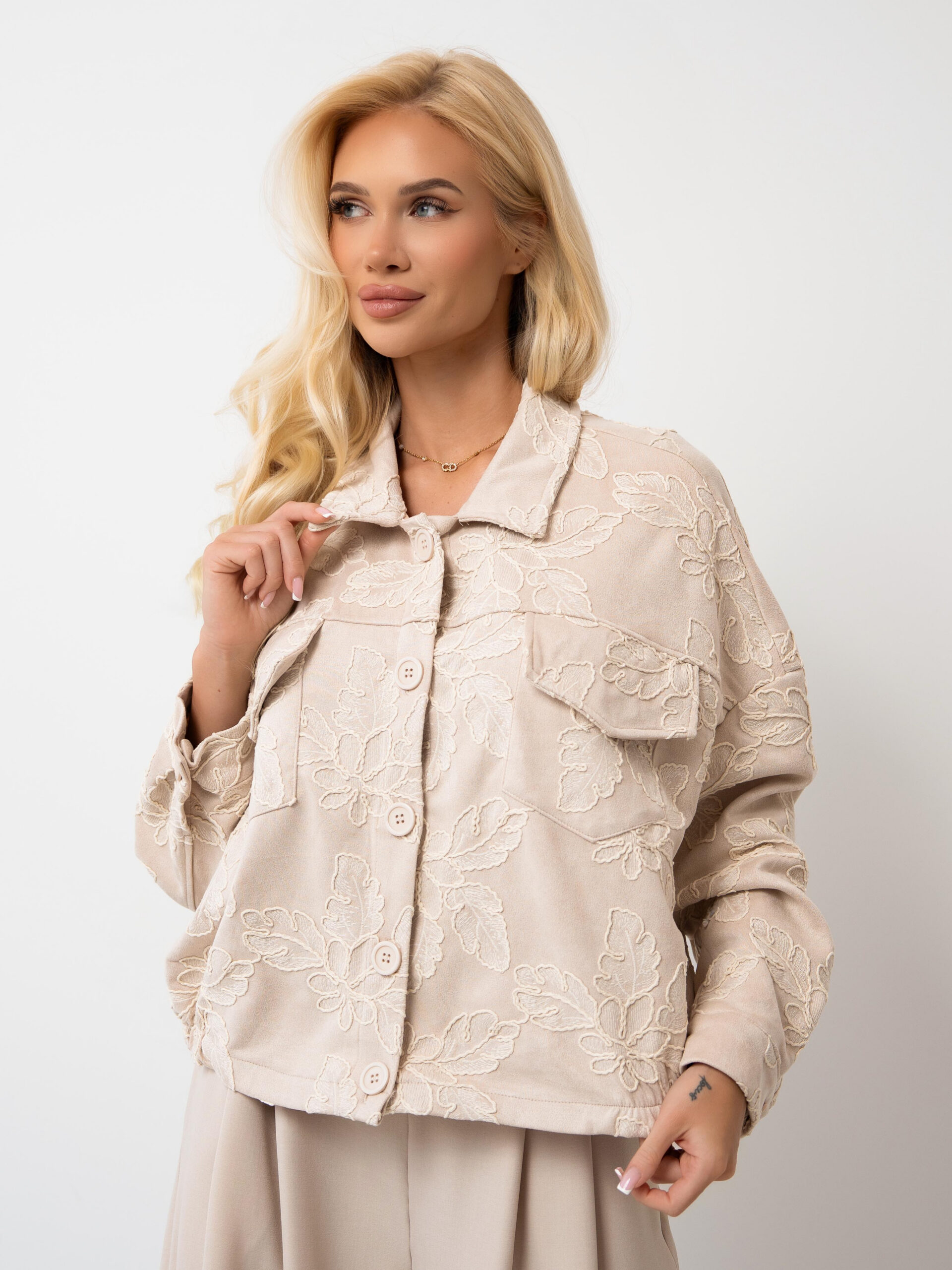 Kurtka Flora Beige Haft Premium Soft Touch