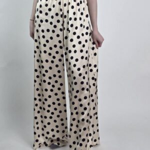Spodnie Venezia Dots Cream Satyna Trend 2026