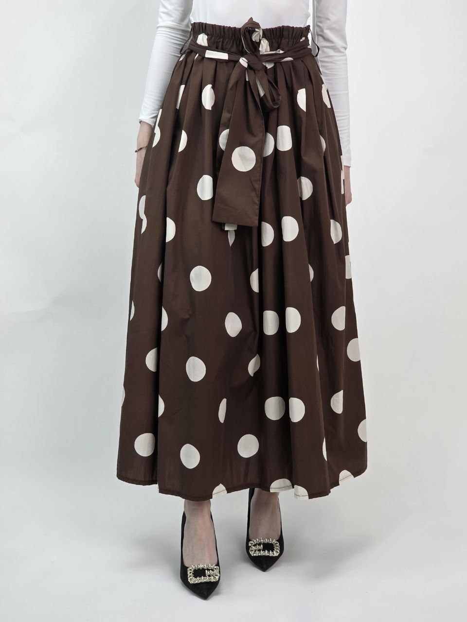 Spódnica Milano Chic – Czekoladowe Grochy