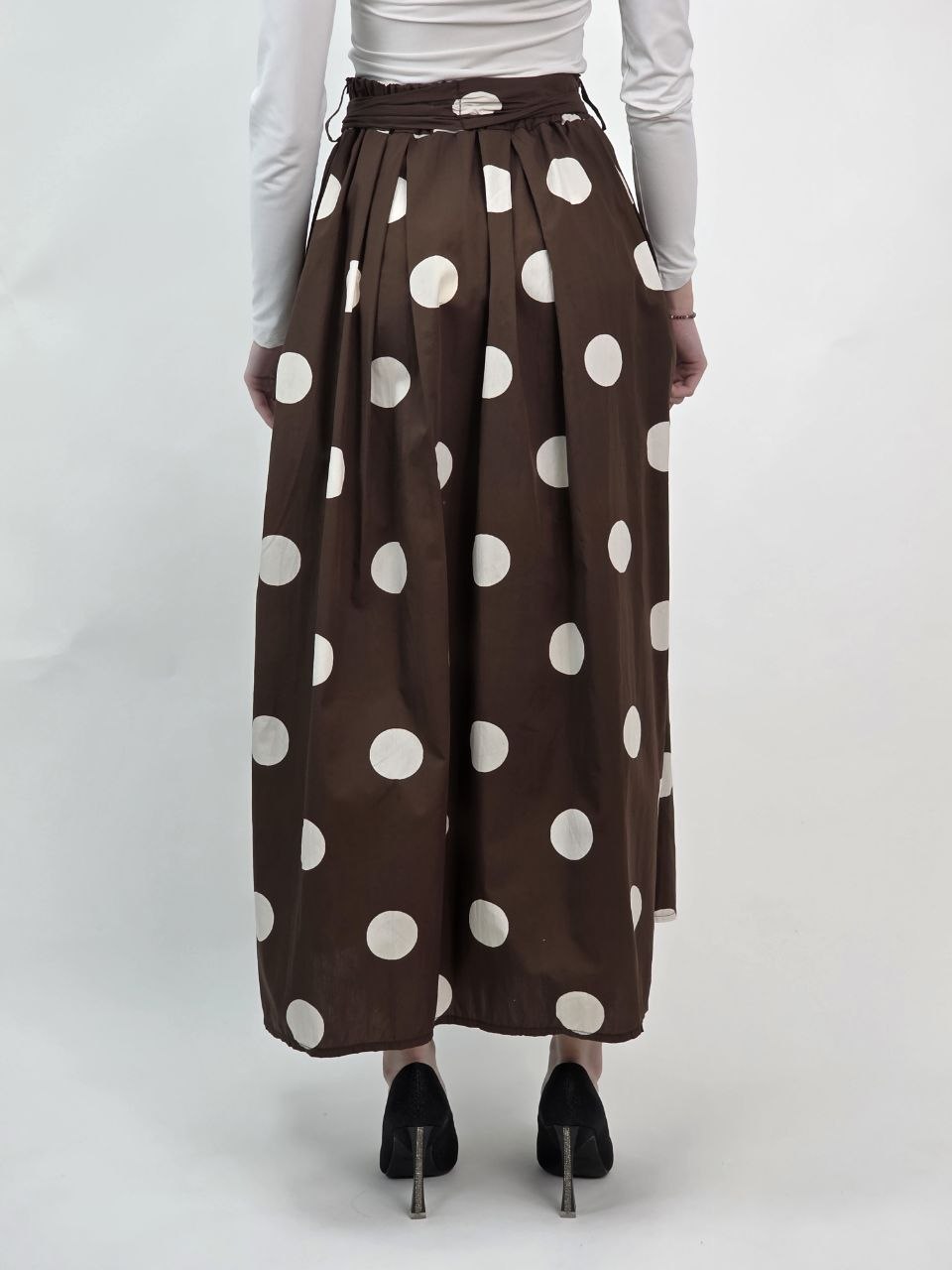 Spódnica Milano Chic – Czekoladowe Grochy - obrazek 4