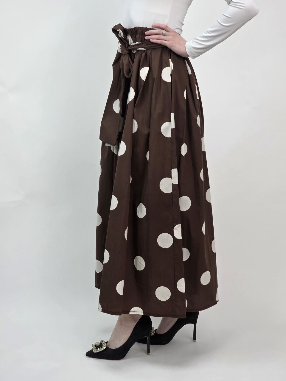 Spódnica Milano Chic – Czekoladowe Grochy - obrazek 5