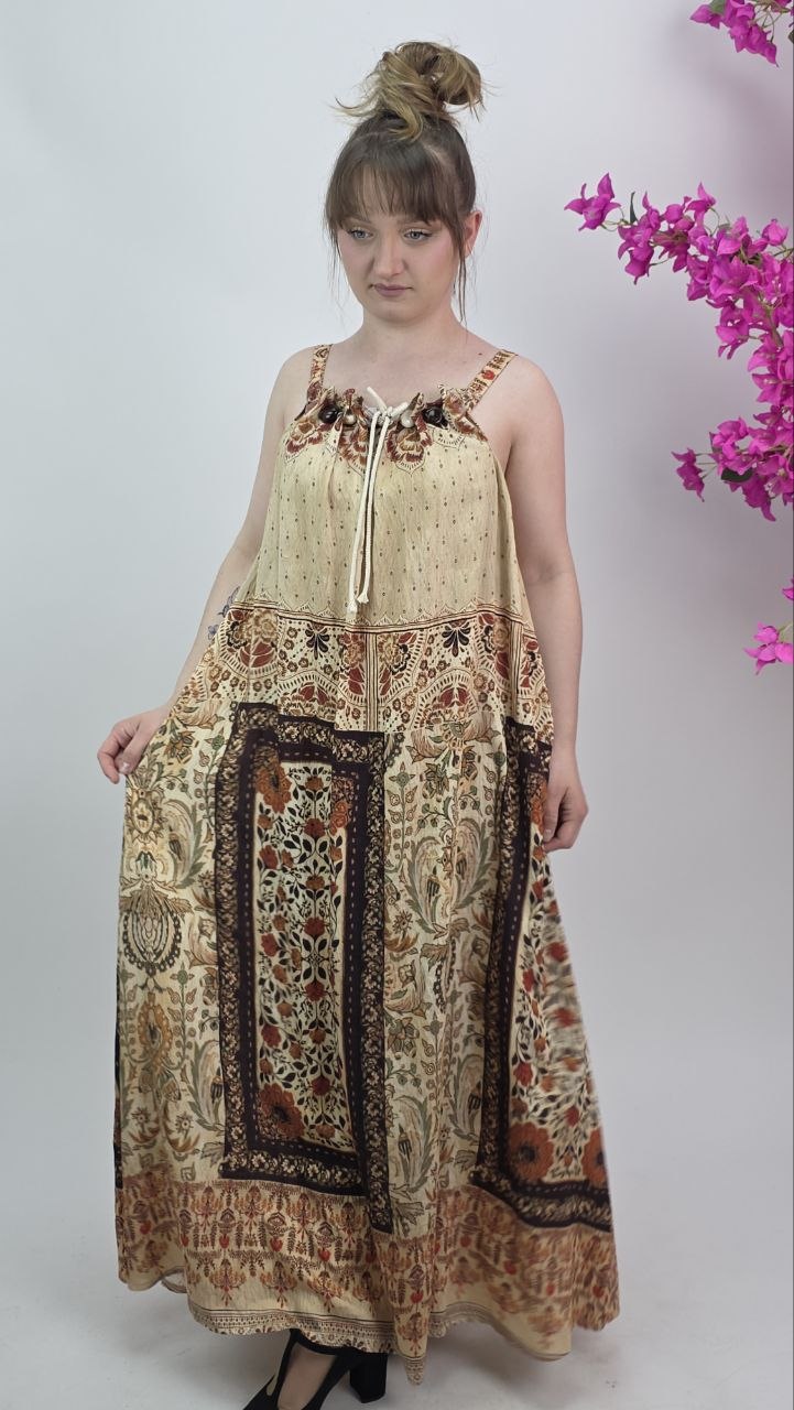 Sukienka maxi boho z orientalnym printem - obrazek 6