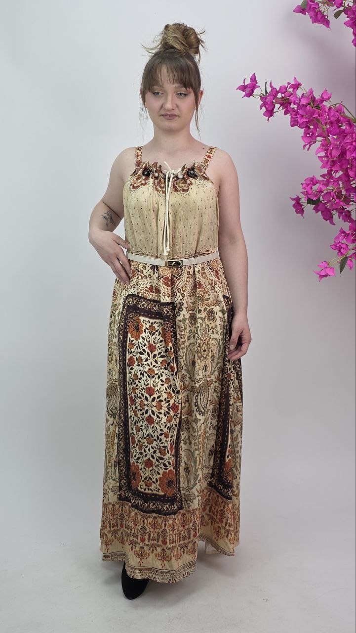 Sukienka maxi boho z orientalnym printem - obrazek 3