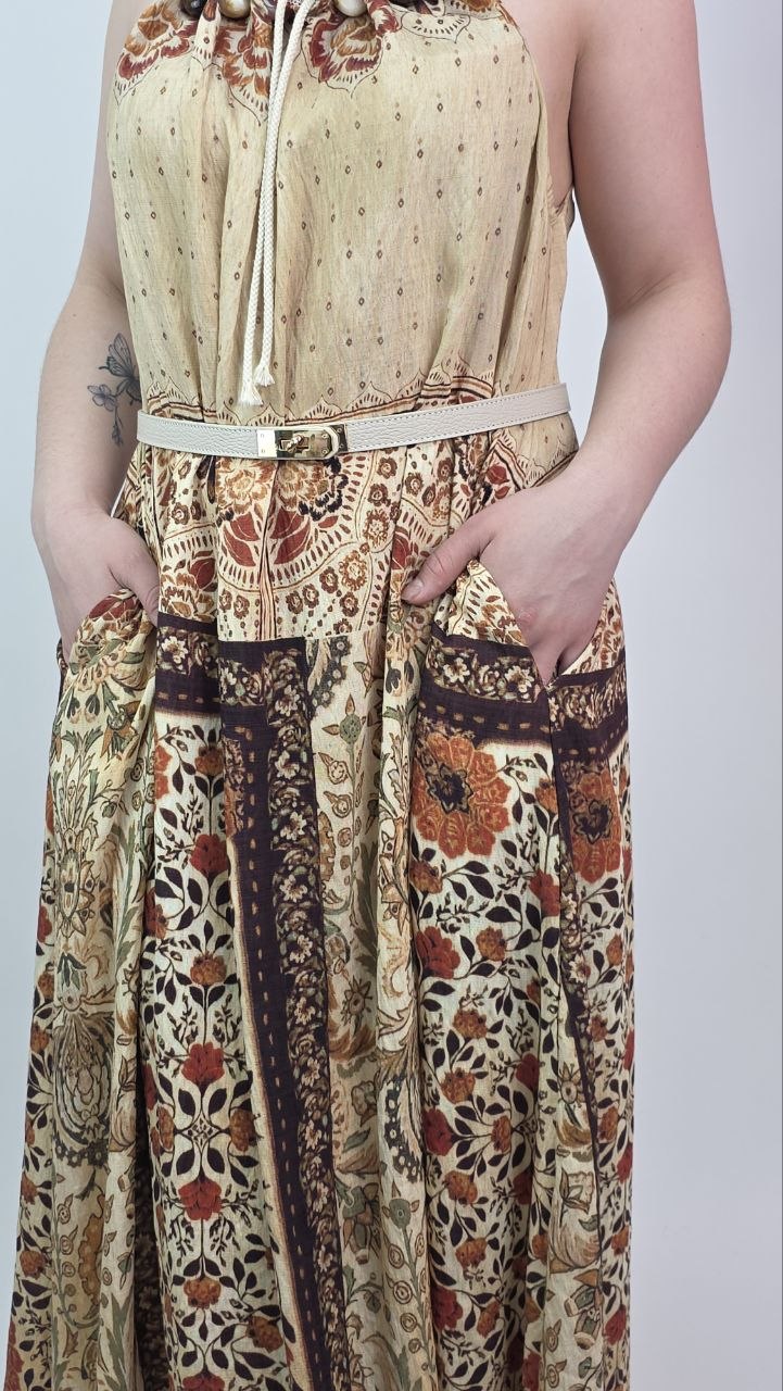Sukienka maxi boho z orientalnym printem - obrazek 2