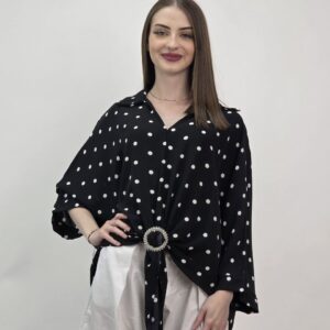 Czarna Bluzka w Grochy z Cyrkoniowym Kołem