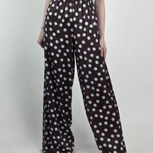Spodnie Satynowe Milano Dots Chocolate