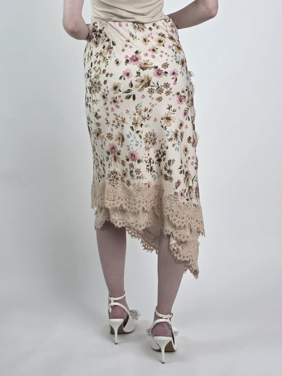 Spódnica Flower Lace Beige Premium z Koronką - obrazek 3