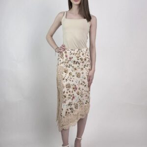 Spódnica Flower Lace Beige Premium z Koronką
