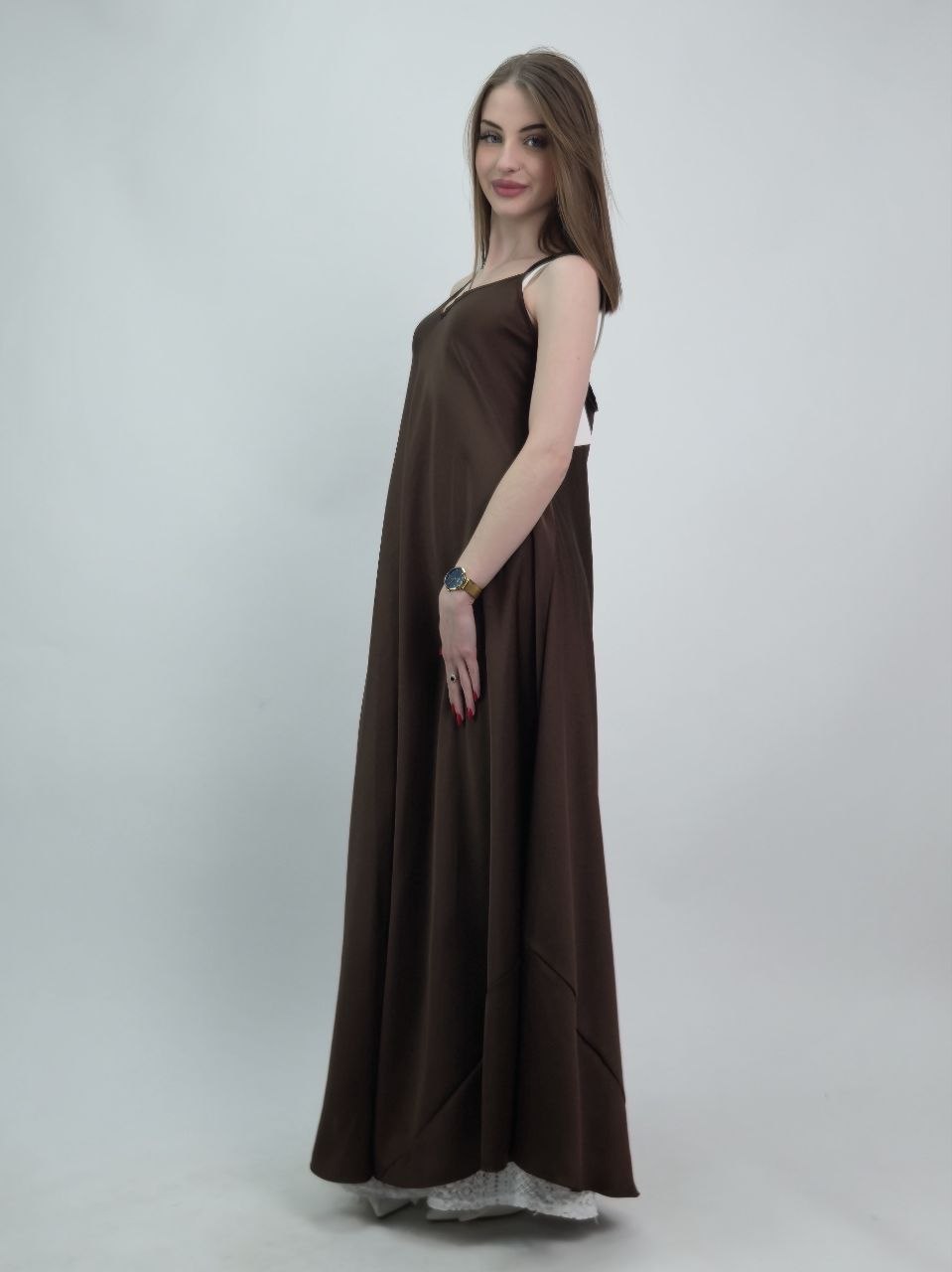 Czeko sukienka satynowa maxi elegancka - obrazek 2