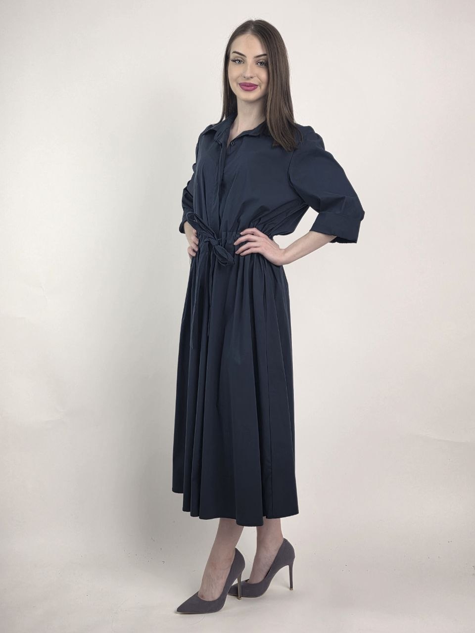 Sukienka Milano Navy Szmizjerka Premium