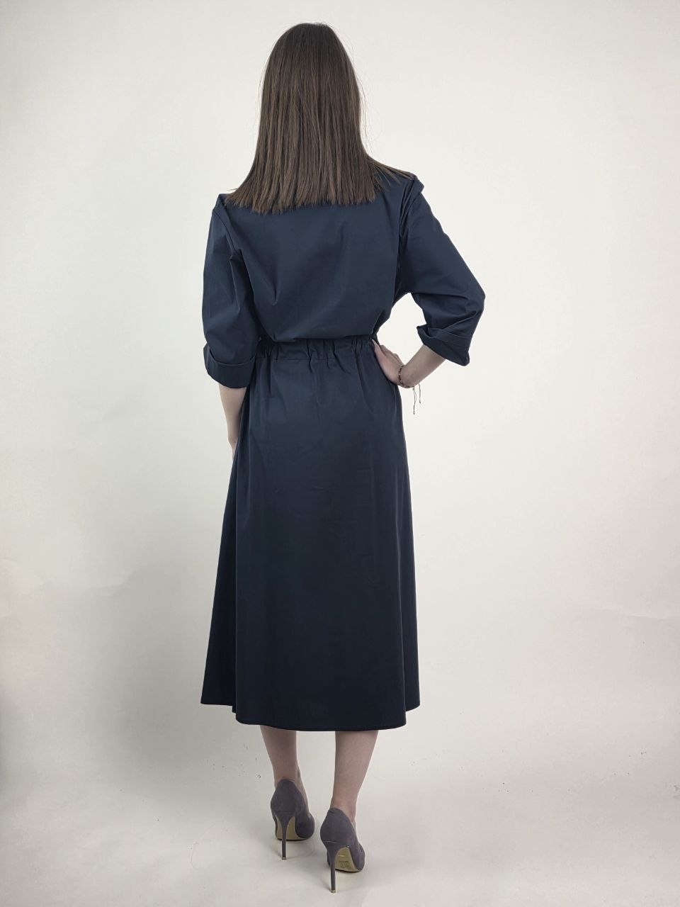 Sukienka Milano Navy Szmizjerka Premium - obrazek 3