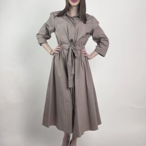 Sukienka Aurora Taupe Szmizjerka Midi Premium
