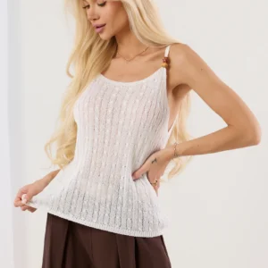 Dzianinowy top z koralikami premium