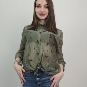 Khaki bluzka damska Jamnik Charm