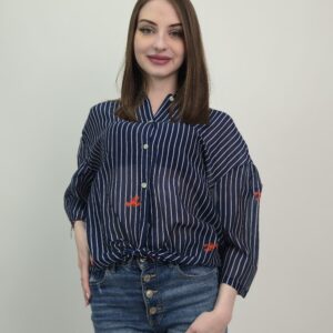 Bluzka Lobster Chic jedwabna lekkość z printem