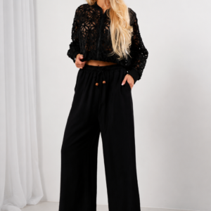 Spodnie Palazzo Soft Black eleganckie
