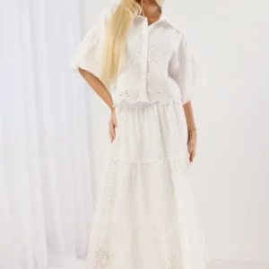 Spódnica Maxi Ażurowa Boho White