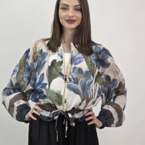 Bomberka Fiore Blu – Kwiatowa Kurtka Premium