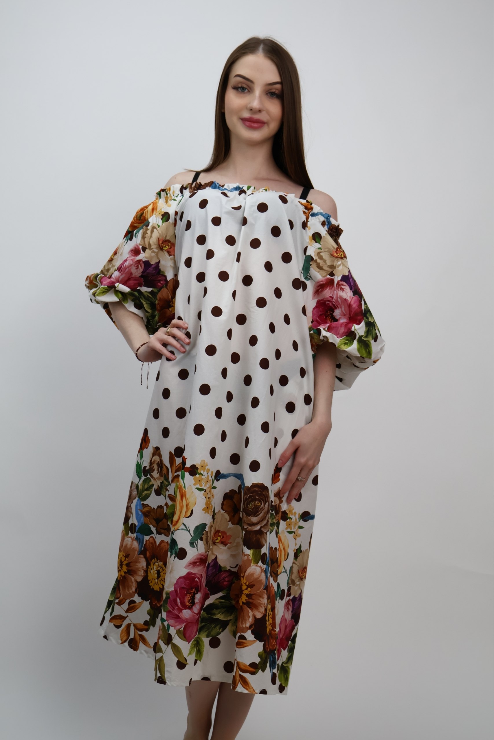 Sukienka Chocolate Garden bawełniana w kwiaty - obrazek 4