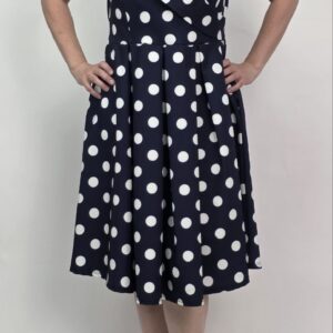 Sukienka Midi Navy Dots grochy