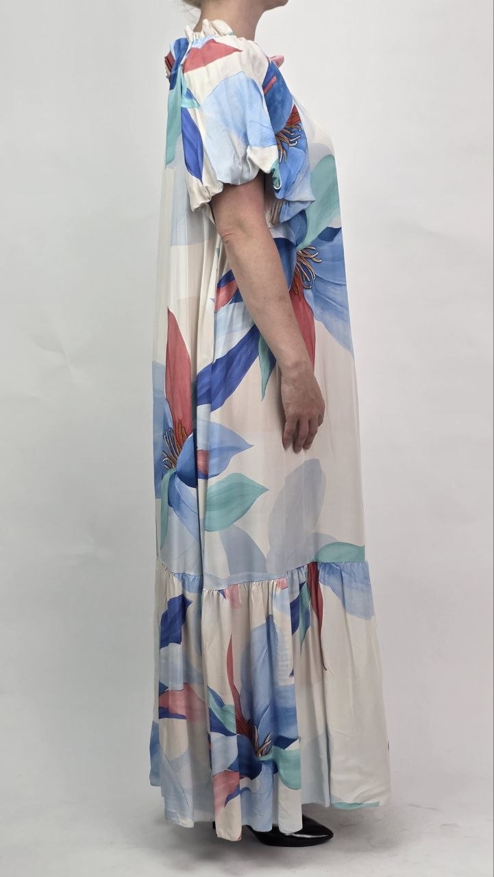 Sukienka Maxi Blue Bloom 100% Wiskoza PlusSize