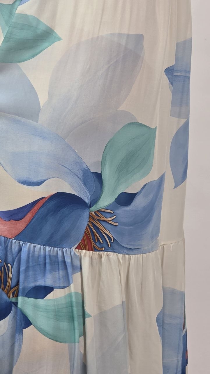Sukienka Maxi Blue Bloom 100% Wiskoza PlusSize - obrazek 2