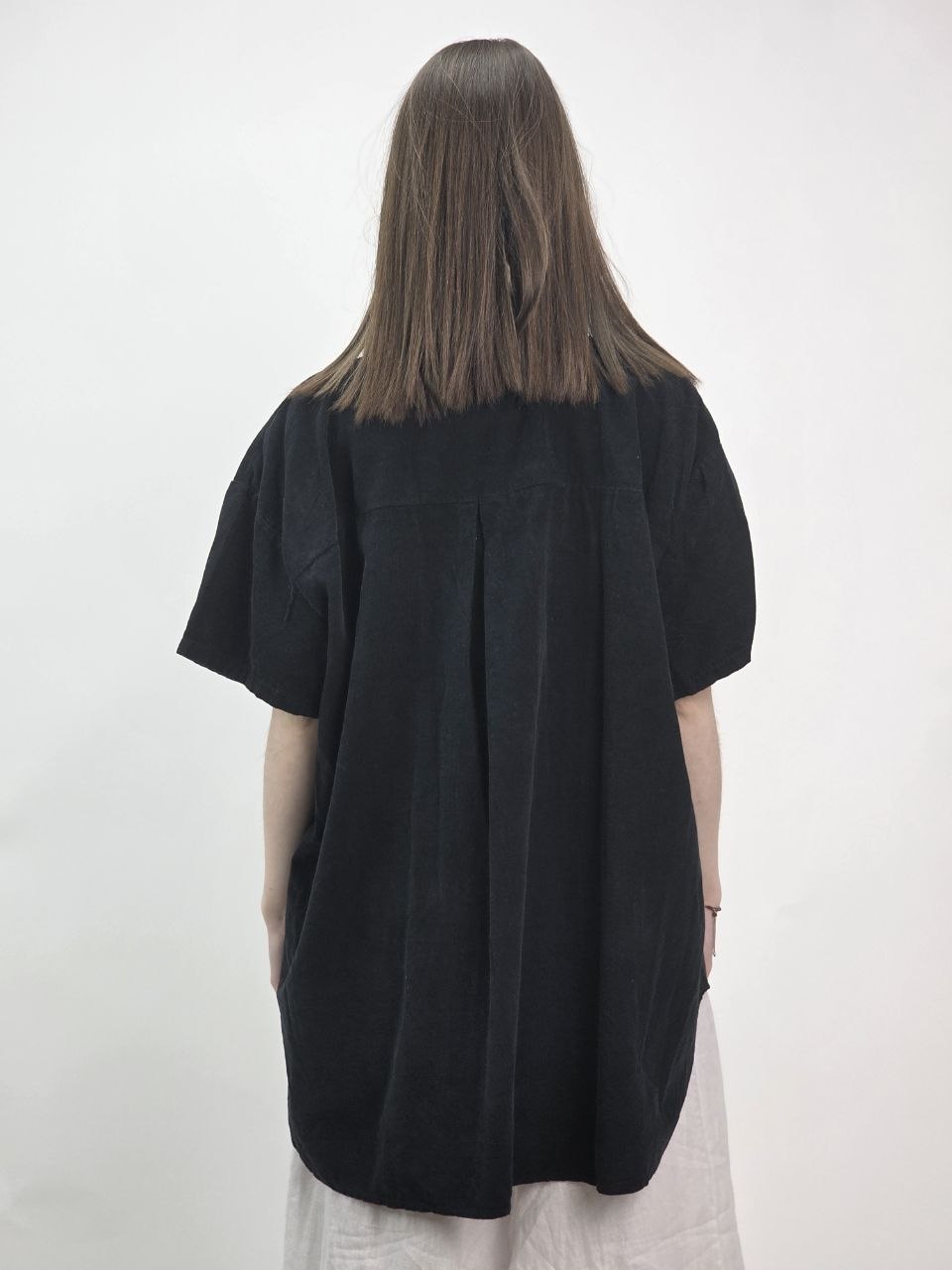 Włoska Koszula Sztruksowa Daisy Black - obrazek 3