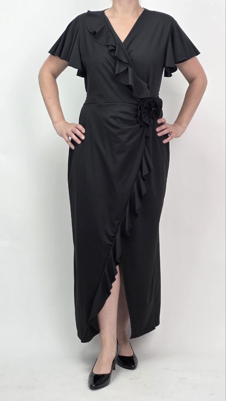 Czarna Sukienka Maxi Rose Elegance Plus Size