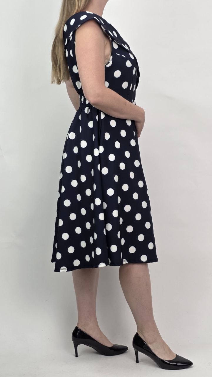 Sukienka Midi Navy Dots grochy - obrazek 2
