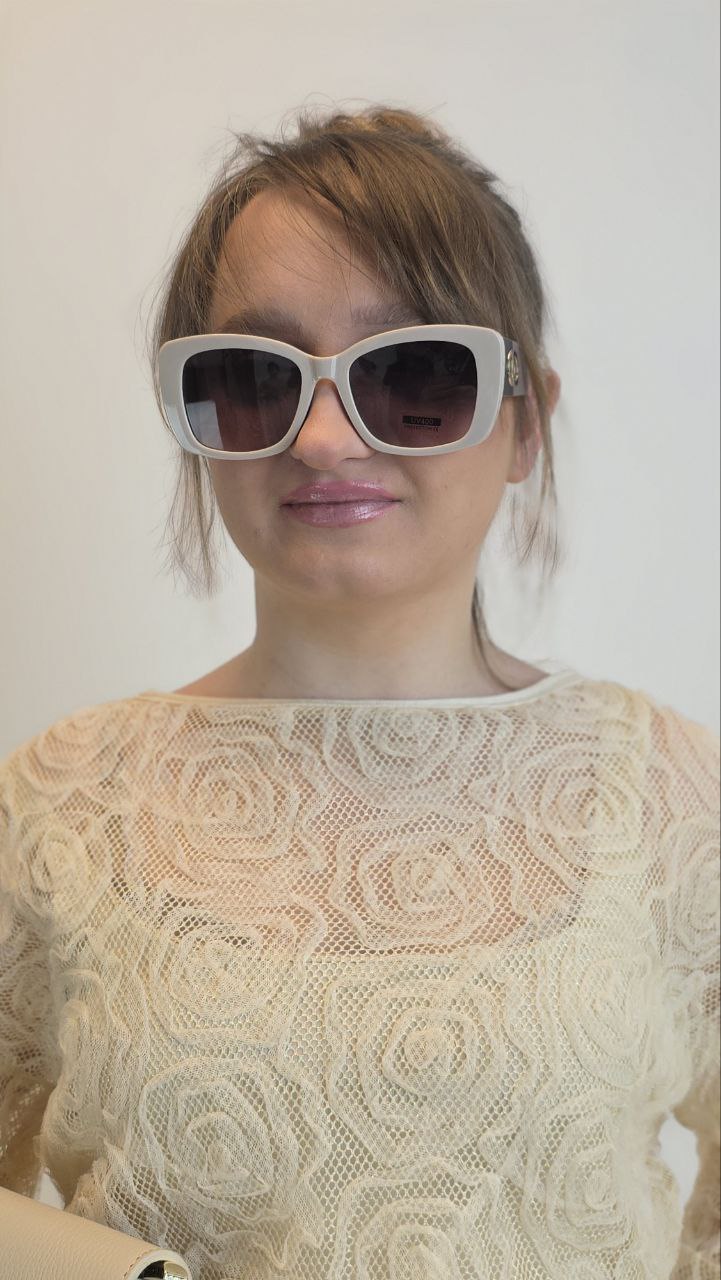 Okulary Przeciwsłoneczne Glamour UV400 Ecru - obrazek 2