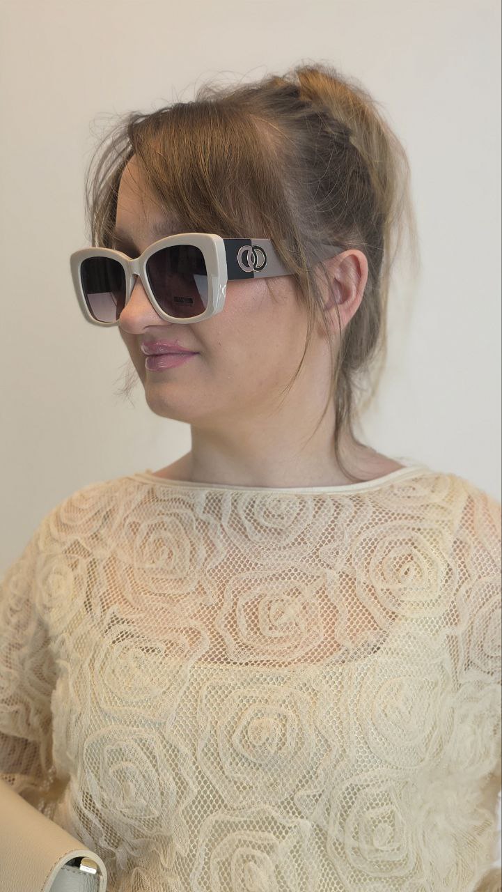 Okulary Przeciwsłoneczne Glamour UV400 Ecru