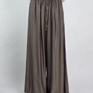 Satynowe Spodnie Palazzo Silk Fango