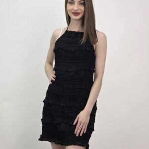 Sukienka Midnight z Odkrytymi Plecami Falbanki