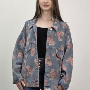 Jeansowa katana w róże – 100% bawełna