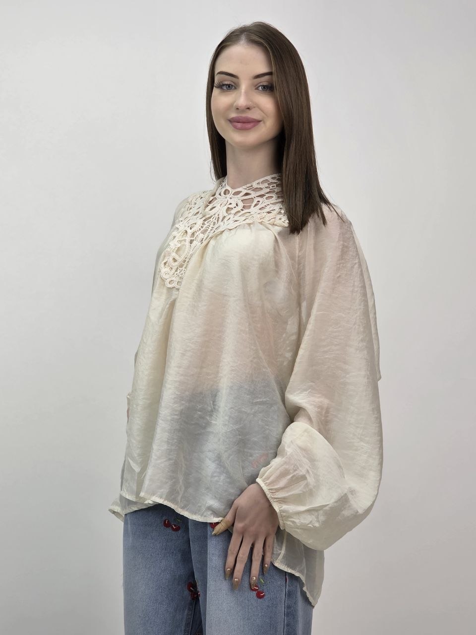 Bluzka z koronką Venezia Lace– lyocell premium - obrazek 2