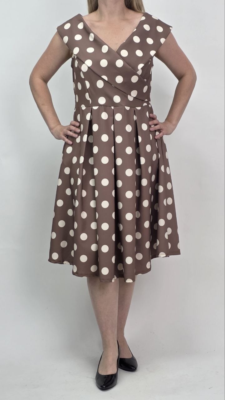 Sukienka Midi Mokka Dots grochy
