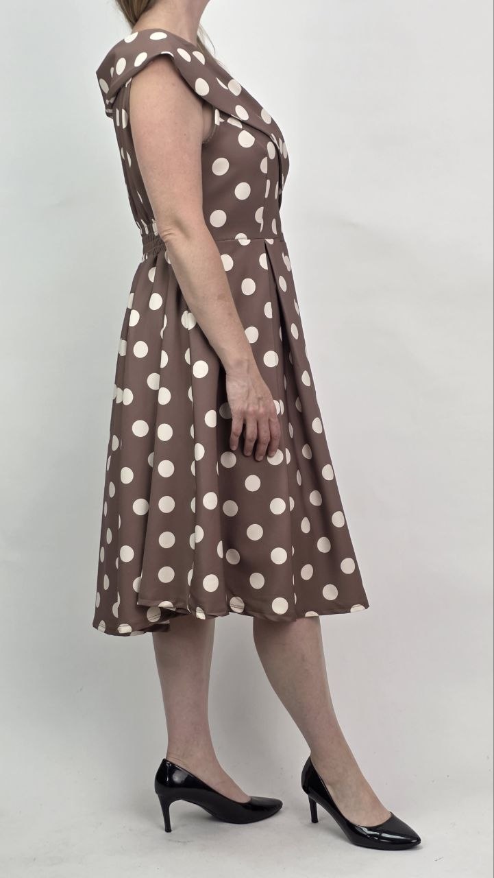 Sukienka Midi Mokka Dots grochy - obrazek 2