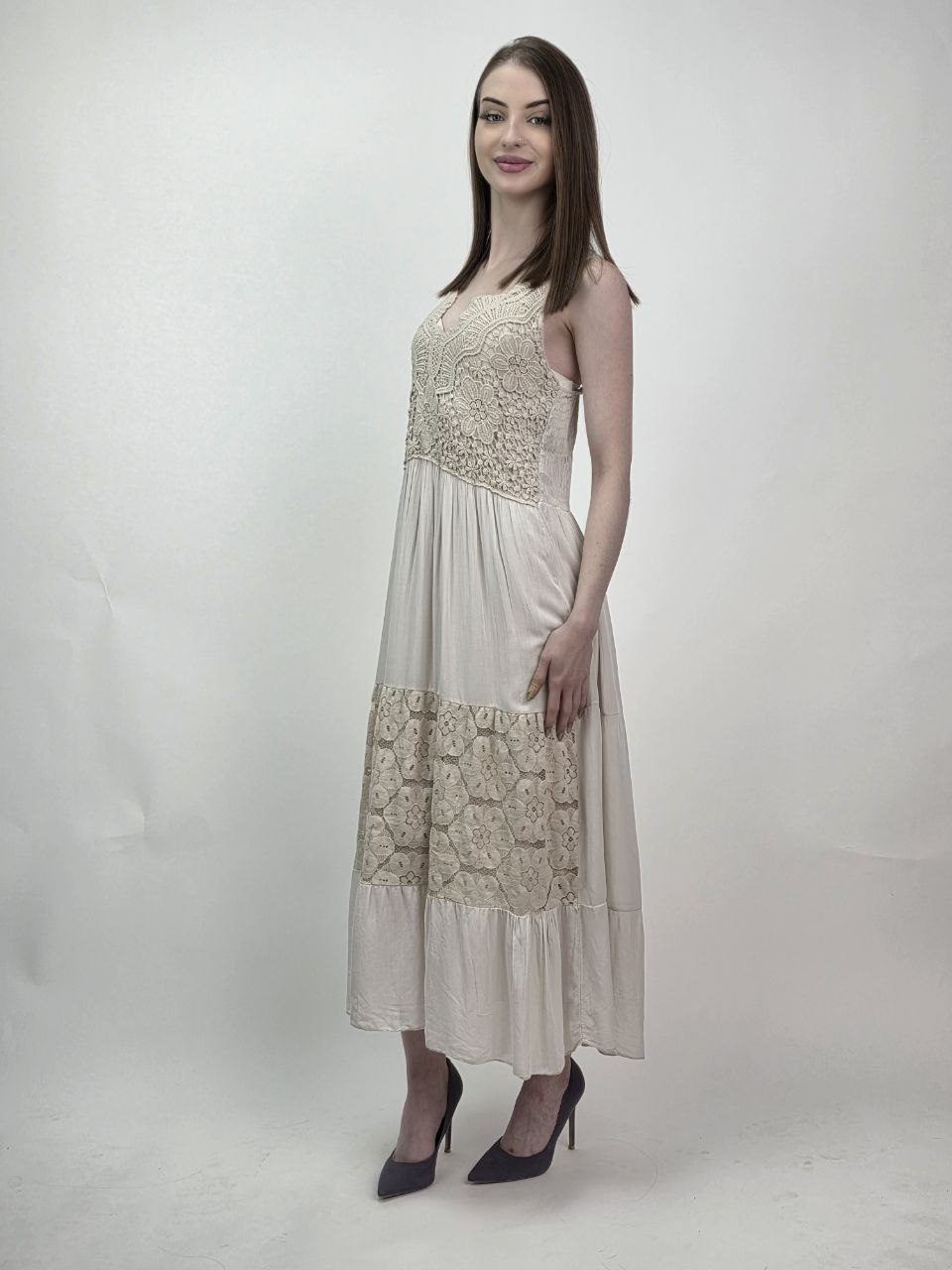 Sukienka Lace Écru koronkowa sukienka wiskoza - obrazek 2